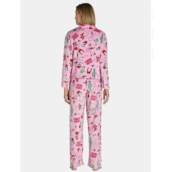 Velour Notch Collar Pajama Top & Pants Lounge Sleep 2, 2-Piece Sets Size S - Picture 9 of 10